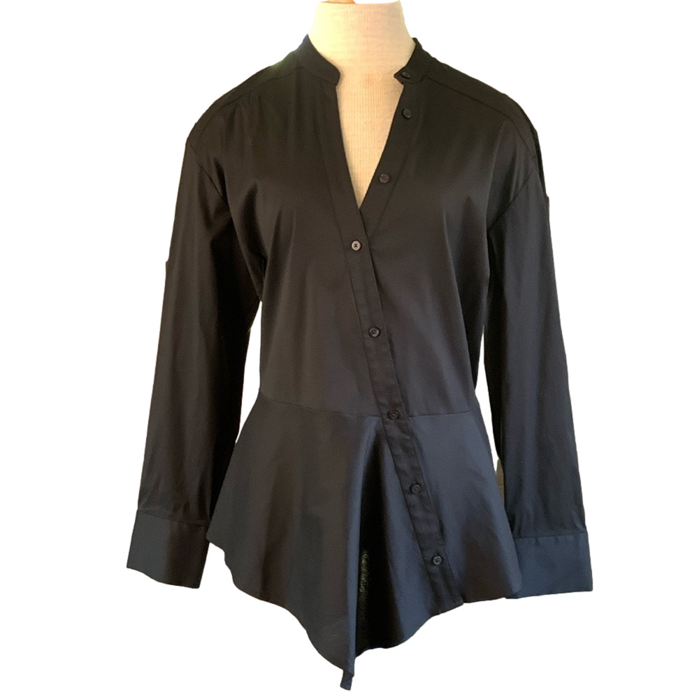 Chico’s Black Label sz 12 black button down dressy top NWOT